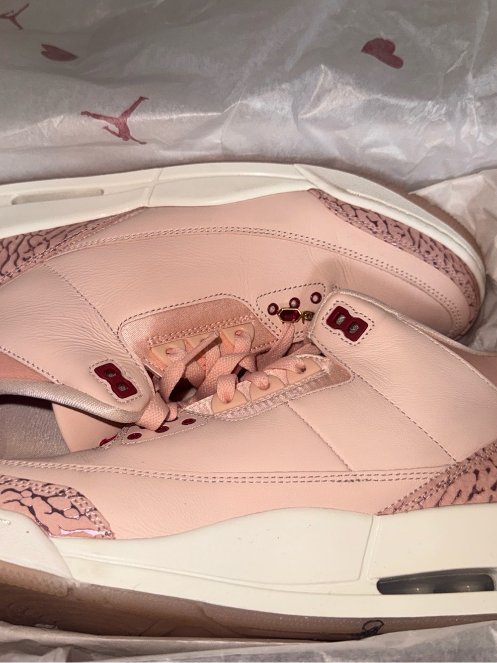 Air Jordan Women's Retro 3 Pink Leather Sneakers Size 12